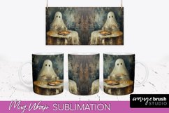 Ghost Mug Wrap - Vintage Halloween Mug Sublimation Design Product Image 1