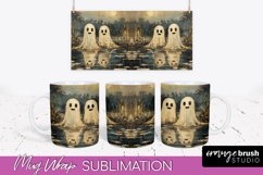 Ghost Mug Wrap - Vintage Halloween Mug Sublimation Design Product Image 1