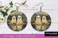 Halloween Earrings - Cute Ghost Round Earring Sublimation Product Image 1