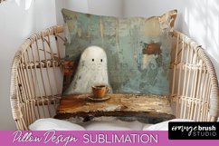 Halloween Pillow Cover - Cute Ghost Pillow Sublimation Product Image 1