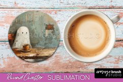 Ghost Coaster - Halloween Round Coaster Sublimation Design Product Image 1