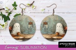 Halloween Earrings - Cute Ghost Round Earring Sublimation Product Image 1
