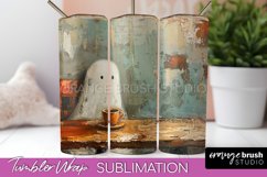 Ghost Tumbler Wrap - Vintage Halloween Tumbler Sublimation Product Image 1