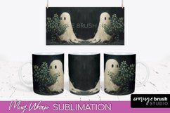 Ghost Mug Wrap - Vintage Halloween Mug Sublimation Design Product Image 1