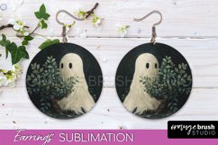Halloween Earrings - Cute Ghost Round Earring Sublimation Product Image 1