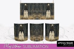 Ghost Mug Wrap - Vintage Halloween Mug Sublimation Design Product Image 1