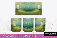 Ghost Mug Wrap - Vintage Halloween Mug Sublimation Design Product Image 1