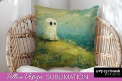 Halloween Pillow Cover - Cute Ghost Pillow Sublimation Product Image 1
