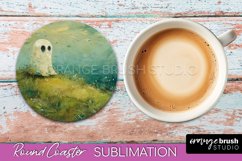 Ghost Coaster - Halloween Round Coaster Sublimation Design Product Image 1