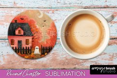 Ghost Coaster - Halloween Round Coaster Sublimation Design Product Image 1