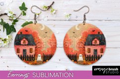 Halloween Earrings - Cute Ghost Round Earring Sublimation Product Image 1