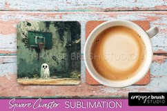 Ghost Coaster - Halloween Square Coaster Sublimation Design Product Image 1