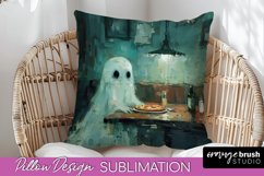 Halloween Pillow Cover - Cute Ghost Pillow Sublimation Product Image 1