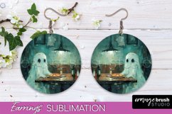 Halloween Earrings - Cute Ghost Round Earring Sublimation Product Image 1