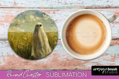 Ghost Coaster - Halloween Round Coaster Sublimation Design Product Image 1