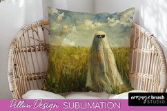 Halloween Pillow Cover - Cute Ghost Pillow Sublimation Product Image 1