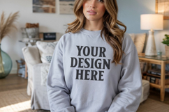 Ash Gildan 18000 Crewnwck Sweatshirt Mockup, gildan 18000 Product Image 1