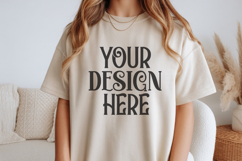 Gildan 18000 Beige Sweatshirt mockup Product Image 1