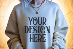 Beige Gildan 18000 Sweatshirt mockup Product Image 1