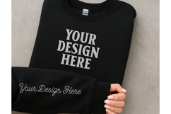 Gildan 18000 black Sleeve Sweatshirt Mockup Product Image 1