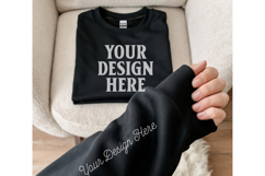 Gildan 18000 Black Sleeve Sweatshirt Mockup | Cozy Crewneck Product Image 1