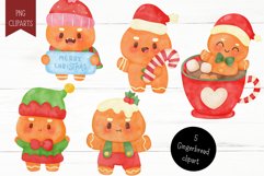 Christmas gingerbread watercolor. Kawaii clipart cute winter Product Image 2
