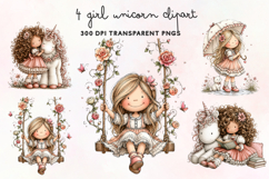 Girl Unicorn Clipart PNG Product Image 1