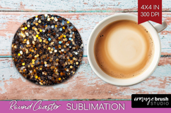 Glitter Texture Round Coaster - Sparkle Glitter Coaster PNG Product Image 1