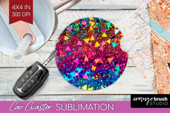 Glitter Texture Car Coaster - Sparkle Glitter Coaster PNG Product Image 1