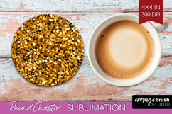 Glitter Texture Round Coaster - Sparkle Glitter Coaster PNG Product Image 1