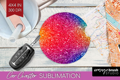 Glitter Texture Car Coaster - Sparkle Glitter Coaster PNG Product Image 1