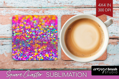 Glitter Texture Square Coaster - Sparkle Glitter Coaster PNG Product Image 1