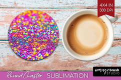 Glitter Texture Round Coaster - Sparkle Glitter Coaster PNG Product Image 1