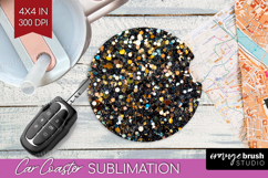 Glitter Texture Car Coaster - Sparkle Glitter Coaster PNG Product Image 1