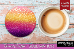 Glitter Texture Round Coaster - Sparkle Glitter Coaster PNG Product Image 1