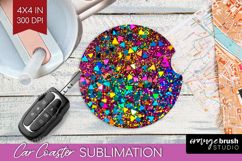 Glitter Texture Car Coaster - Sparkle Glitter Coaster PNG Product Image 1