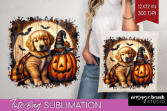 Golden Retriever Dog Tote Bag Halloween Tote Bag PNG Product Image 1
