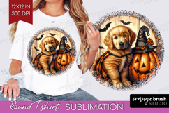 Golden Retriever Dog Round Tshirt Background Halloween PNG Product Image 1