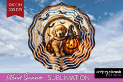 Golden Retriever Dog Wind Spinner Sublimation PNG Halloween Product Image 1