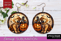 Golden Retriever Dog Round Earrings Halloween PNG Product Image 1