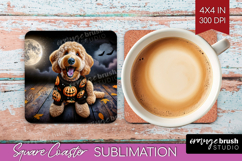 Goldendoodle Dog Square Coaster Halloween Coaster PNG Product Image 1