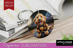 Goldendoodle Dog Keychain PNG Halloween Keychain Sublimation Product Image 1
