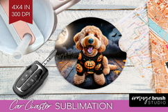 Goldendoodle Dog Car Coaster Halloween Coaster PNG Product Image 1