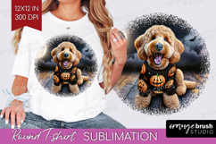 Goldendoodle Dog Round Tshirt Background Halloween PNG Product Image 1