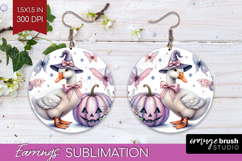 Goose Halloween Round Earrings Coquette PNG Sublimation Product Image 1