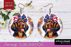 Gordon Setter Dog Round Earrings Patriotic Dog PNG Product Image 1