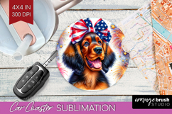 Gordon Setter Dog Car Coaster Patriotic Dog Coaster PNG Product Image 1