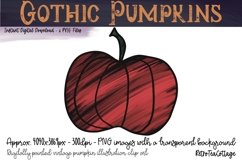 Gothic Pumpkins, 6 Halloween Spooky Cute 300dpi PNG Clip Art Product Image 2