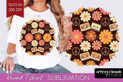 Retro Flowers Round Tshirt Background - Groovy PNG Product Image 1