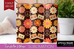 Retro Flowers Tumbler Wrap - Groovy Tumbler PNG Sublimation Product Image 1